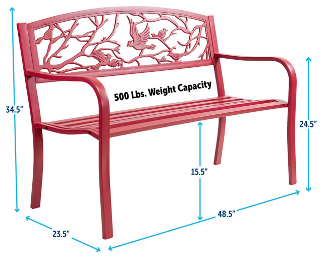 Patio Premier Perched Birds Metal Park Bench - Red - Contemporary - Outdoor  Benches - by Sun-Ray | Houzz
