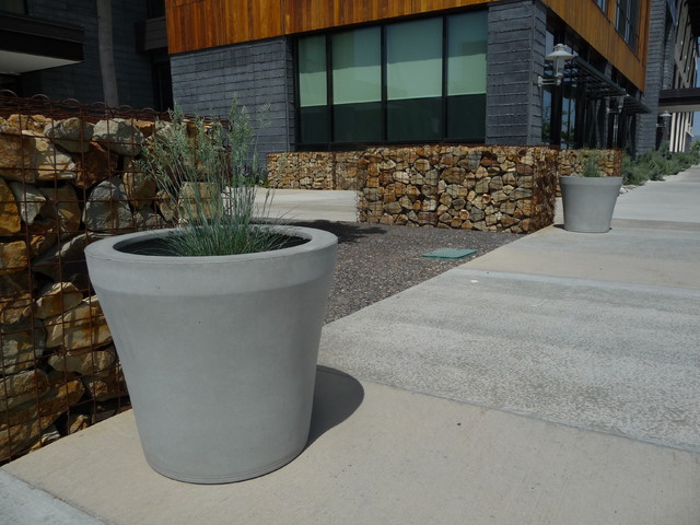 round concrete planters