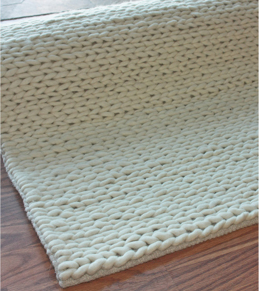 NuLoom Handmade Braided Cable White New Zealand Wool Rug