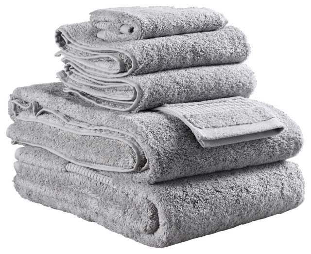 Delilah Home 100% Organic Cotton Bath Towels, Light Gray, 6-Piece Set