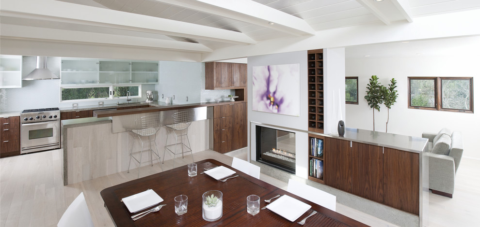 Design ideas for a modern open plan dining in San Diego.