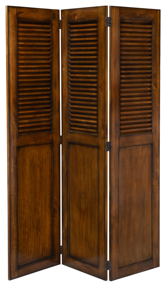 Room Divider Tropical Walnut Brown Transitional Screens And Room