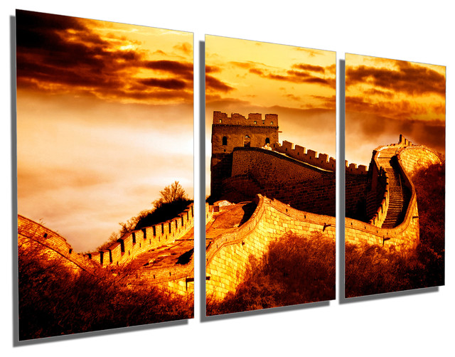 Great Wall Of China, Metal Print Wall Art, 3 Panel Split, Triptych Wall