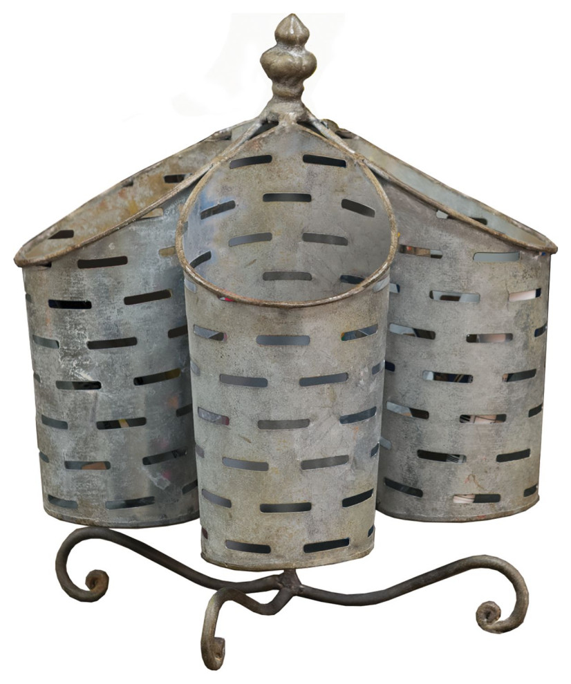 Olive Bucket Utensil Organizer Farmhouse Desk Accessories by KP