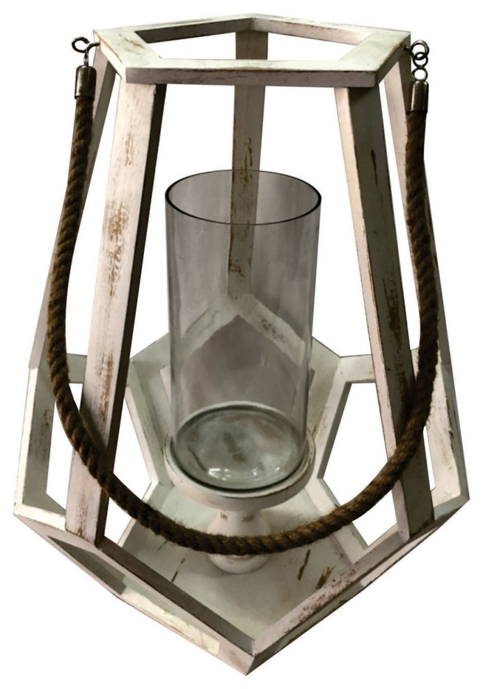 Myers Candle or Candle Holder, Handfinished White Wash Farmhouse Candleholders by Lighting