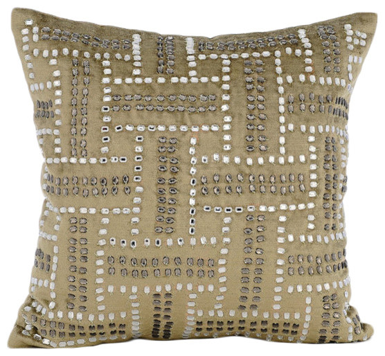 Crystals Maze Green Velvet Throw Pillow Covers, Sage Green Enigma - Modern - Decorative Pillows ...