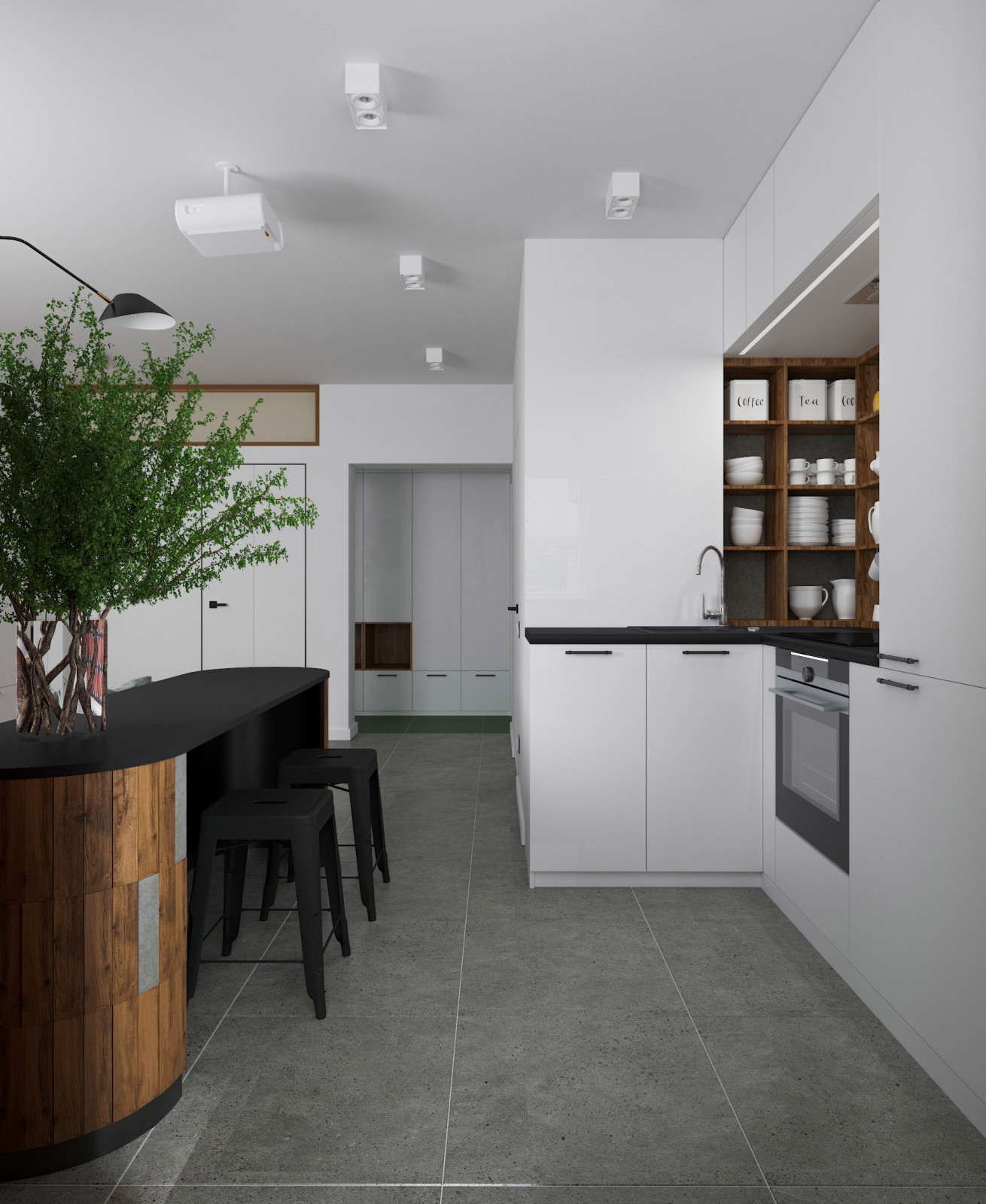 Квартира-студия. Зона кухни