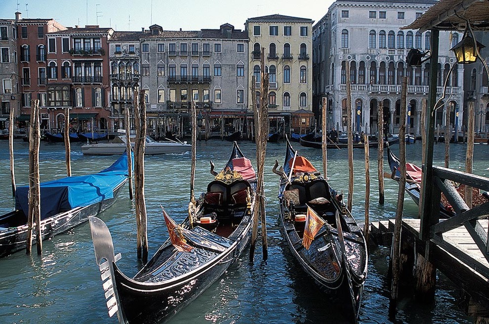 Gondolas on Grand Canal Venice Wallpaper Wall Mural, Self-Adhesive