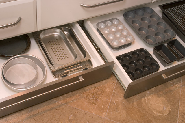 Place pots and pans in a toe-kick drawer