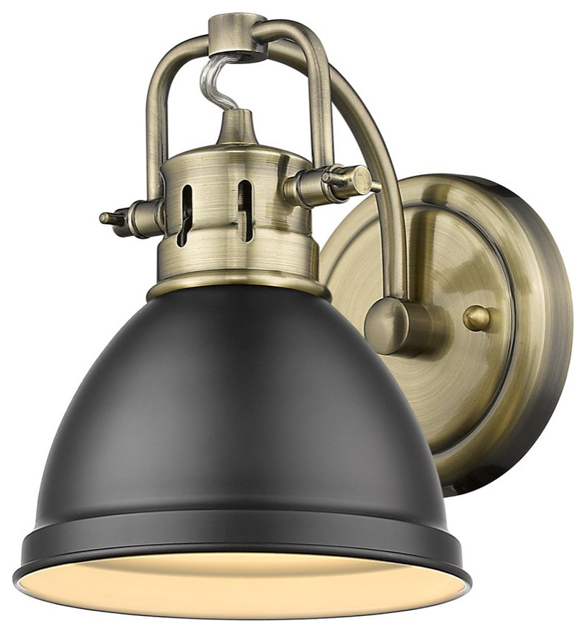 Golden Duncan 1-LT Bath Vanity Light 3602-BA1 AB-BLK, Aged Brass