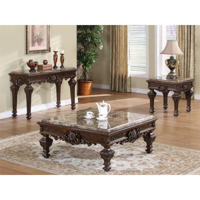 Best Master Traditional 3-Piece Faux Marble Top Living Room Table Set ...