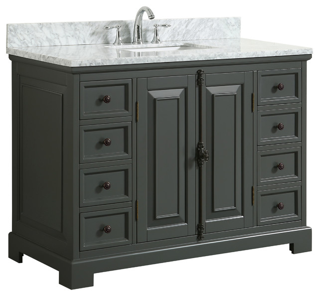 Sutton Gray Bathroom Vanity With Marble Top Traditional Sutton Gray Bathroom Vanity With Marble Top 48