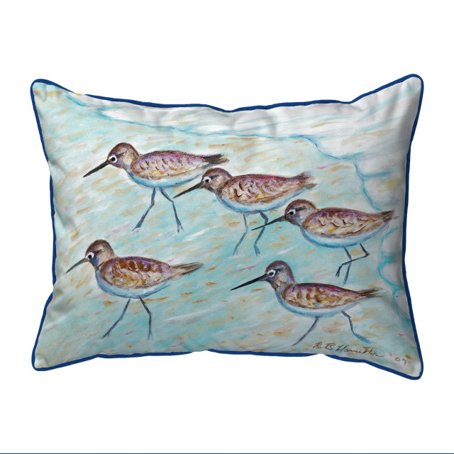 Betsy Drake Sandpipers Large Indoor/Outdoor Pillow 18x18