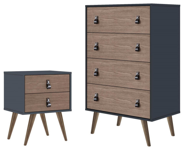 Amber Tall Dresser and Nightstand, 2-Piece Set, Blue and Nature ...