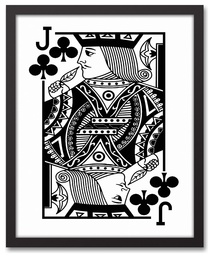 Jack of Clubs Playing Card Framed Canvas Wall Art, 16"x20"