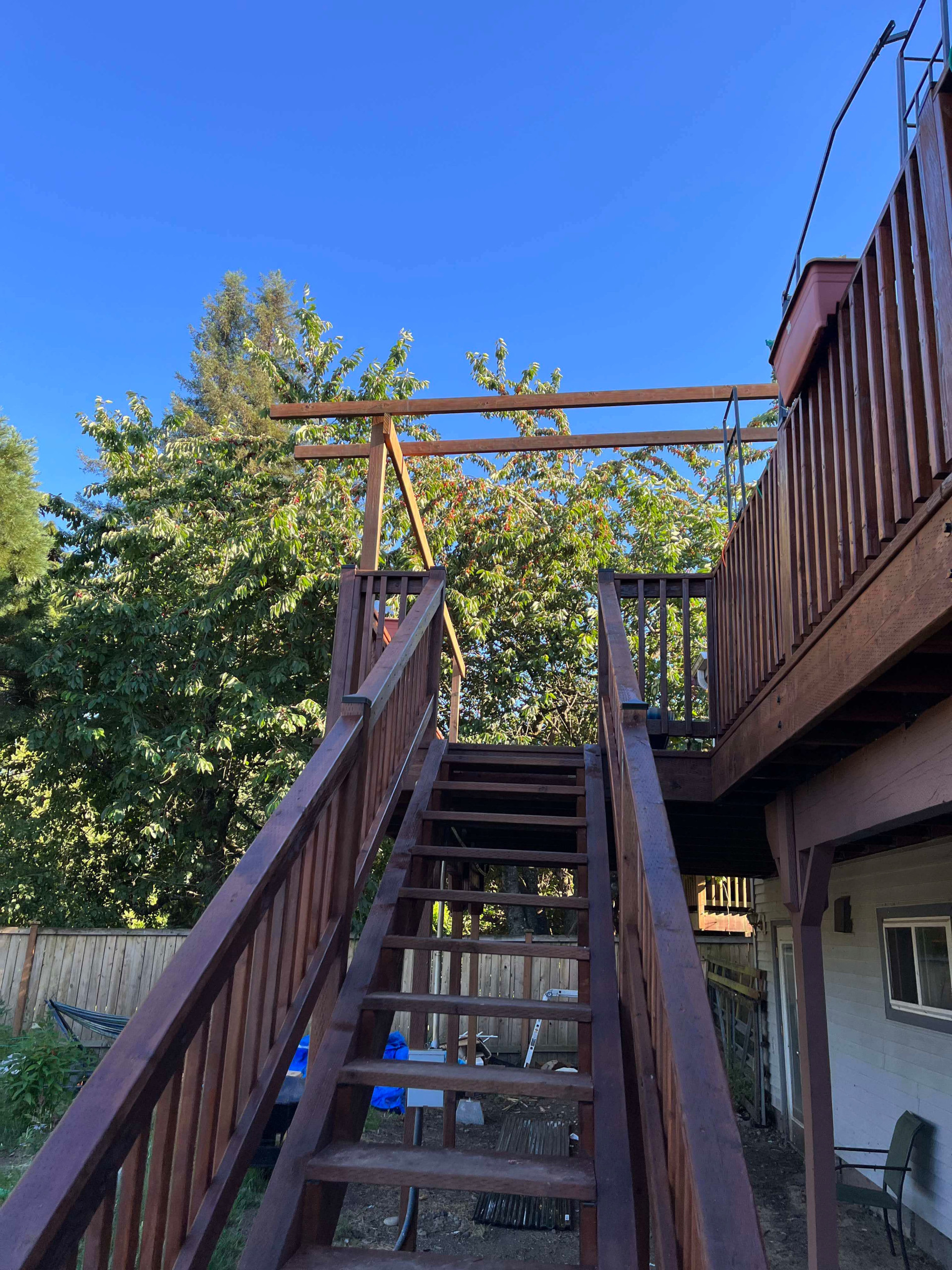 Deck Reconstruction, Stain & Roof Build