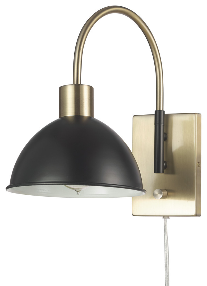 Ivy 1Light Matte Brass PlugIn or Hardwire Wall Sconce Transitional