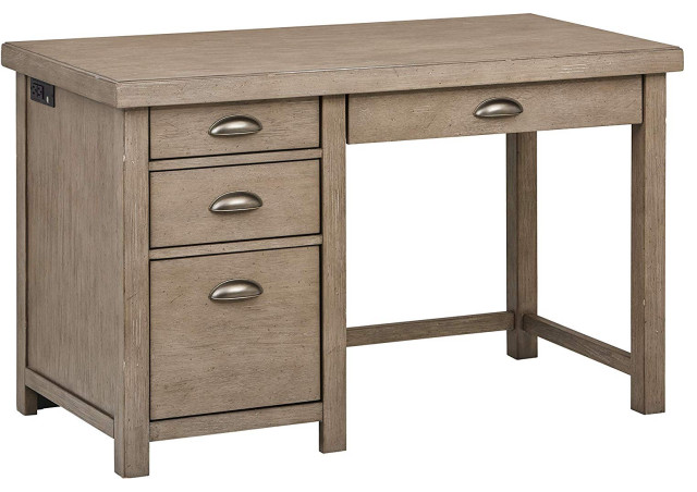 Transitional Desk, Composite Wood With Oak Veneer, 4 Drawers ...