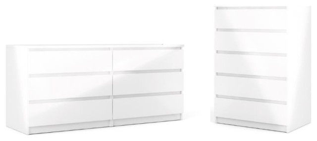 2 Piece Bedroom Set With 1 Chest And, Dresser And Chest Set White