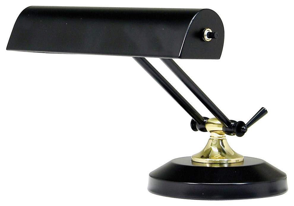 Upright Piano Lamp 10" in Black with Polished Brass Accents