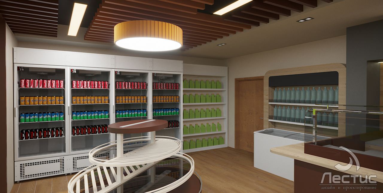 Дизайн интерьера  магазина заправочной станции сети РосНефть