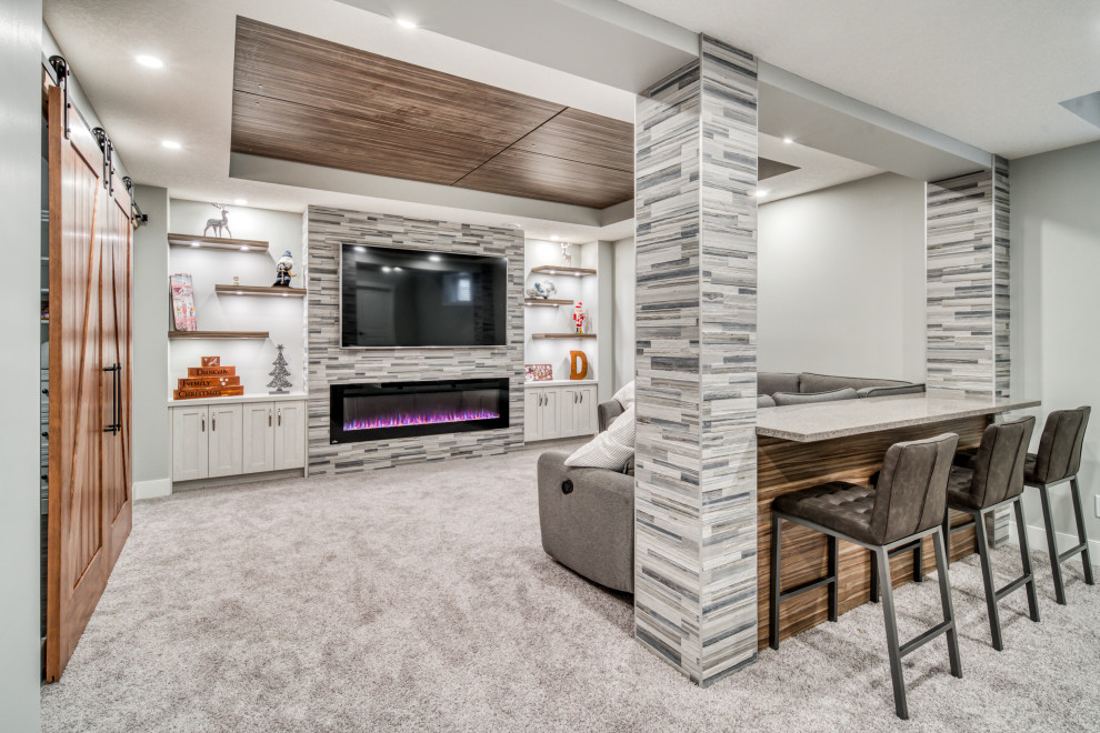 Photo of a transitional basement in Calgary.