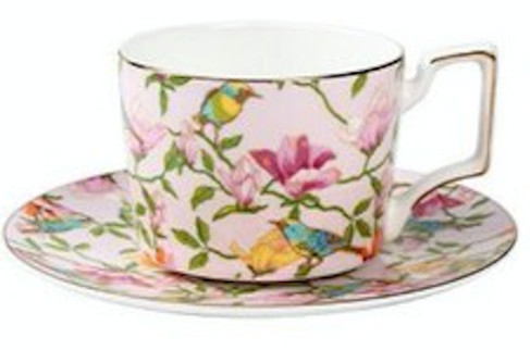 Floral Cup and Saucer Set, Pink