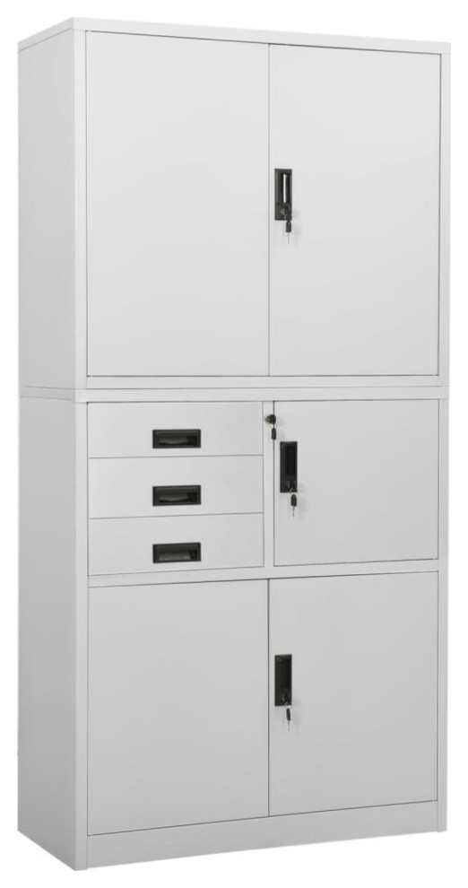 Vidaxl Office Cabinet Light Gray 35.4"x15.7"x70.9" Steel