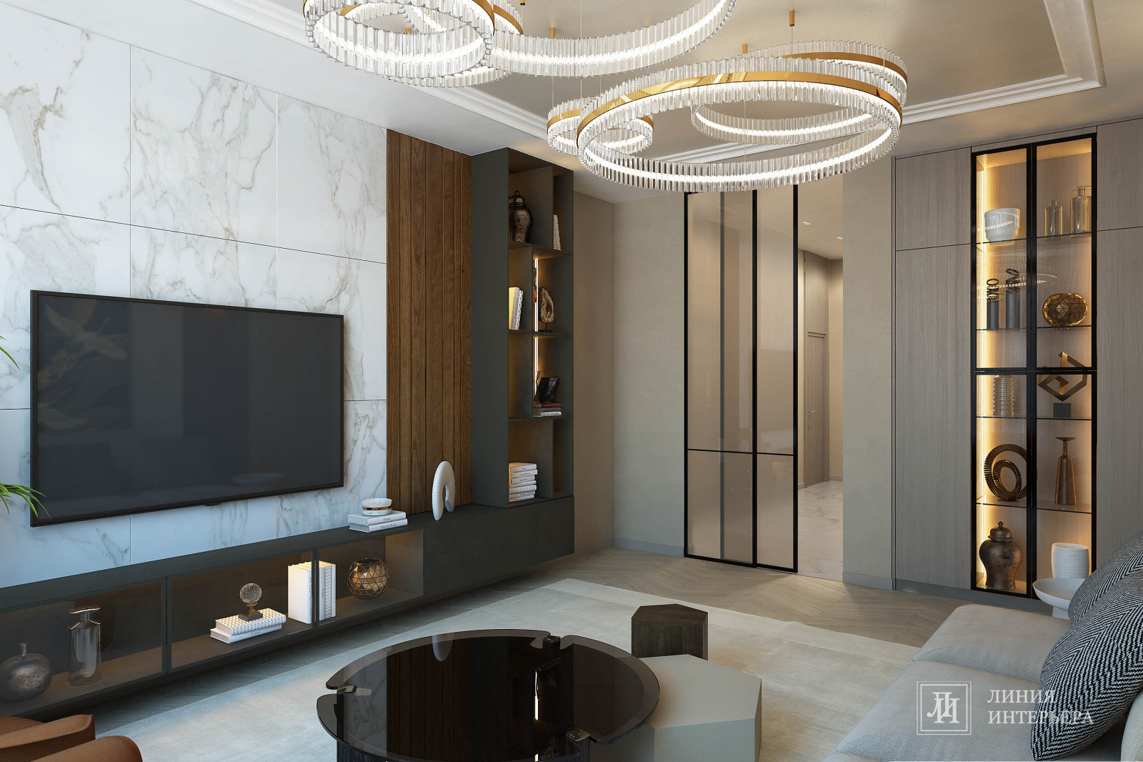 Стена с телевизором оформление