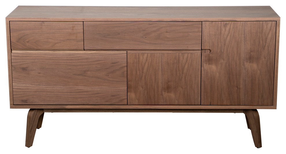 Lawrence American Walnut Veneered Modern Farmhouse Sideboard