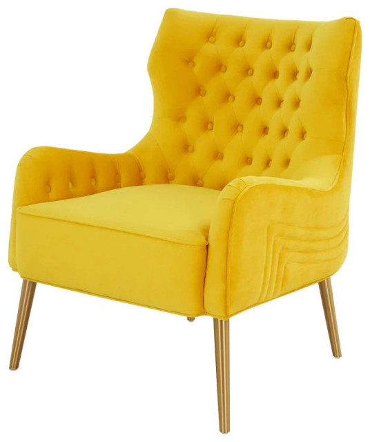 Meredith Contemporary Velvet Yellow Accent Chair - Midcentury ...
