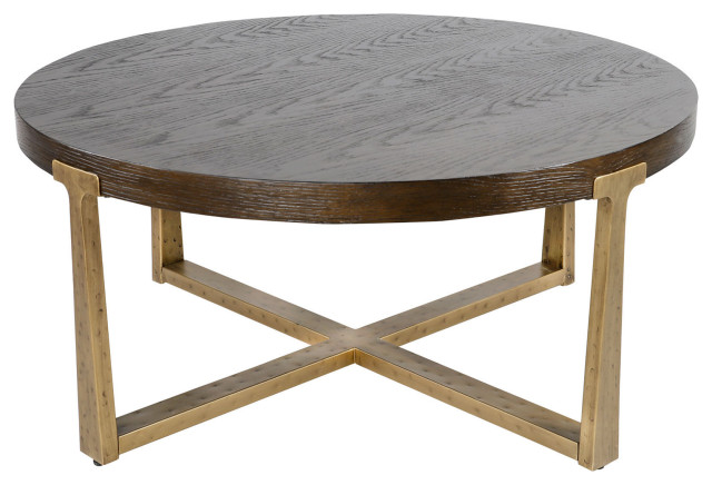 Lnc 36 Round Wood Coffee Table With X, Houzz Round Coffee Tables