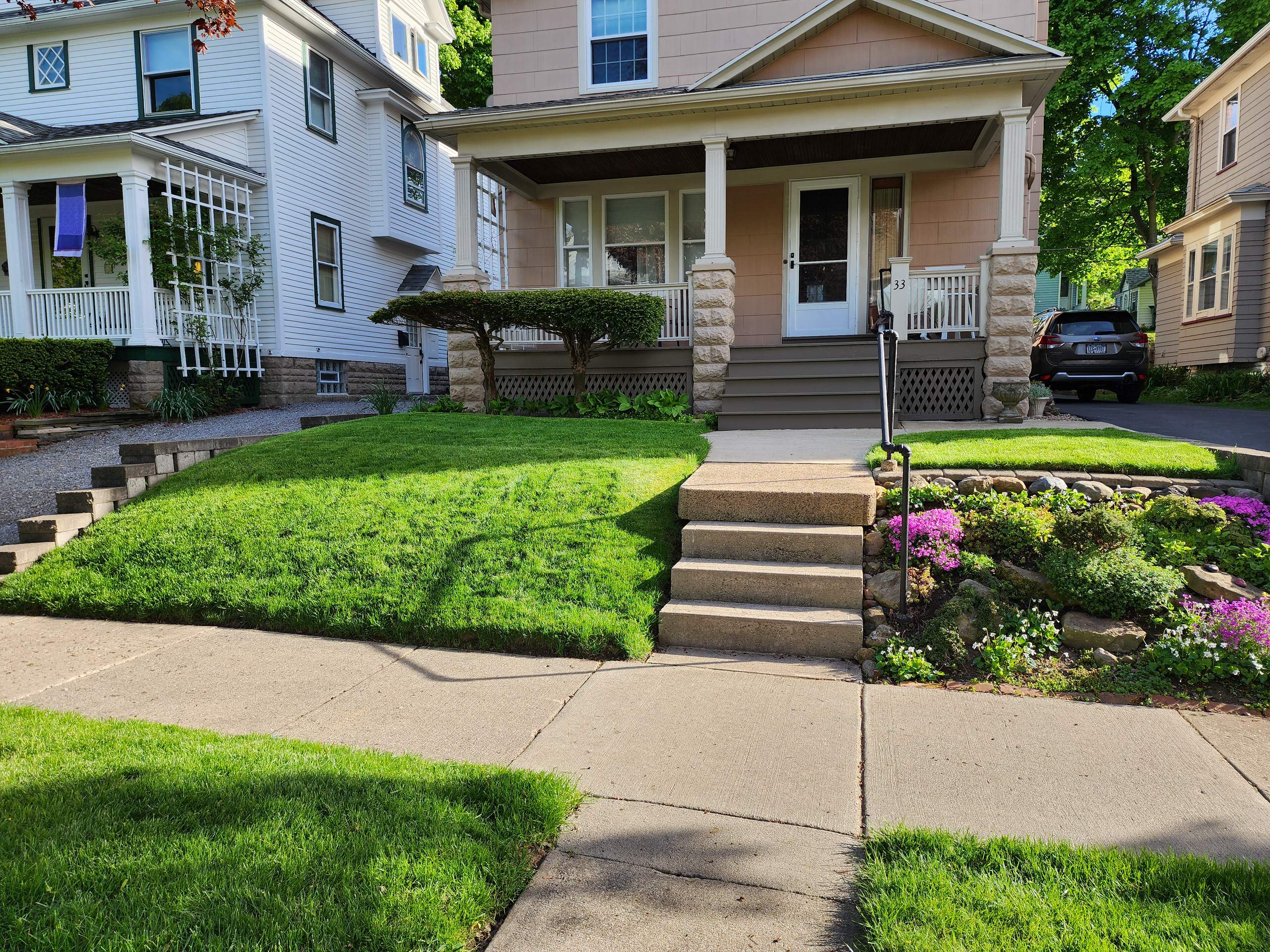 terraced front with landscaping