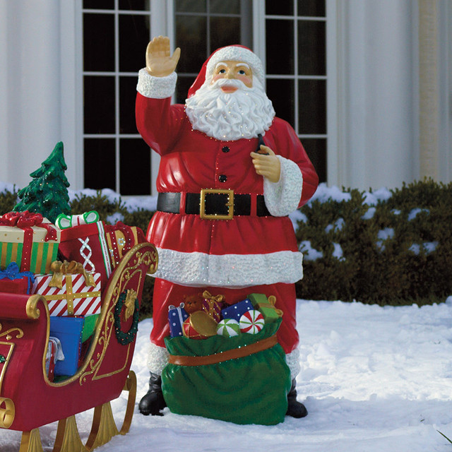 Fiber-optic Santa with Bag of Toys - Frontgate - Outdoor Christmas Decorations