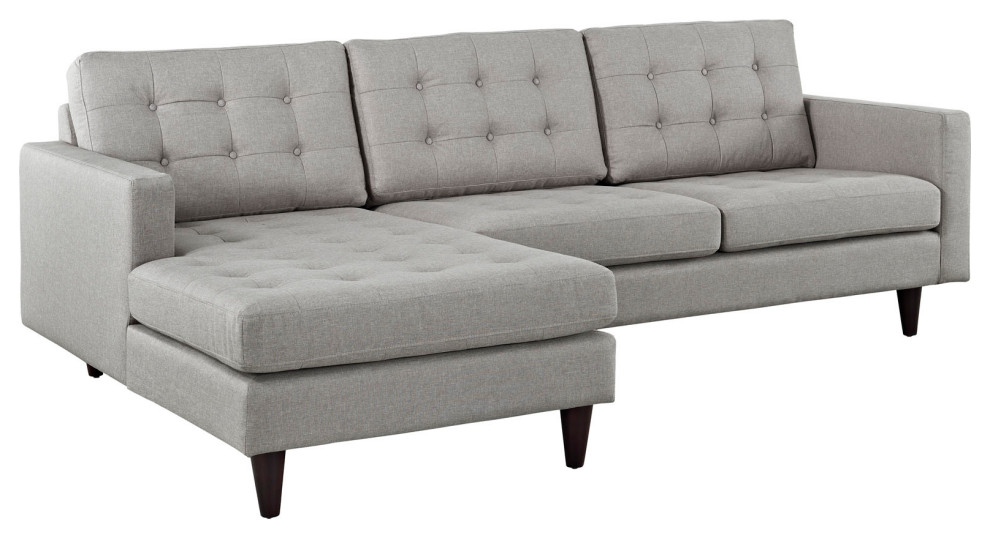 Empress Left-Facing Upholstered Fabric Sectional Sofa, Light Gray