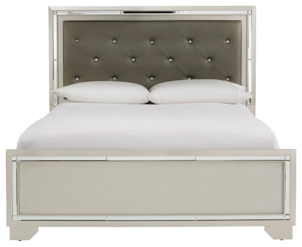 Lonnix Contemporary Gray Upholstered Panel Headboard Transitional