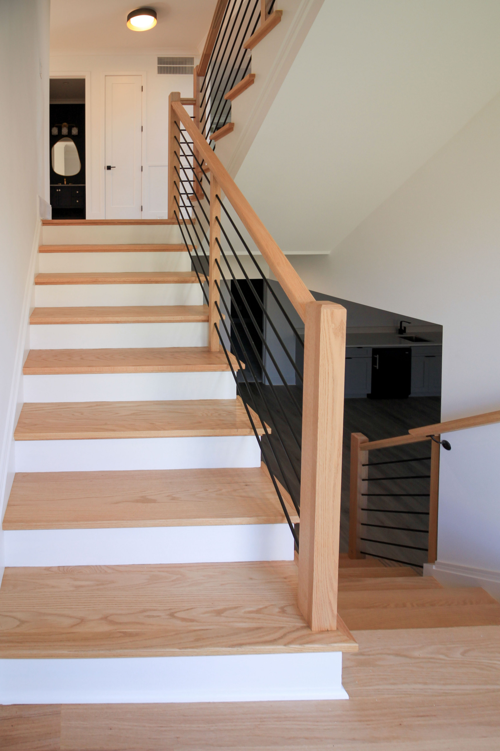 94_Neutral Color Floating Staircase with Metal Balusters, Bethesda MD 20817