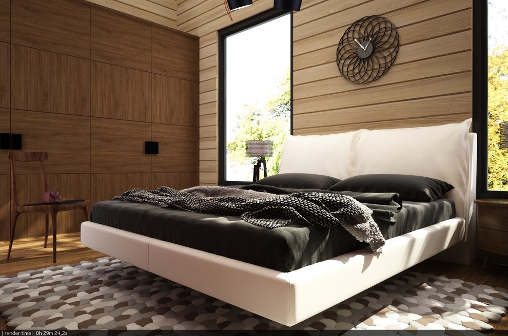 Загородный дом из бруса с яркими акцентами