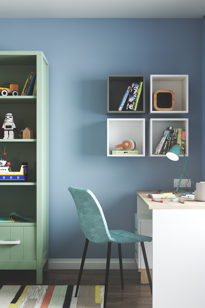 Красочный и спокойный. Проект интерьера детской комнаты для ребенка 4-х лет.