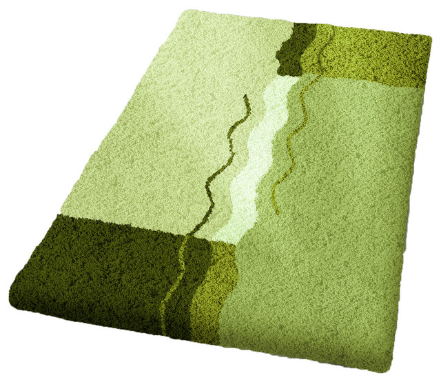 Palm Green Non Slip Luxury Cotton Bathroom Rug, Vanessa, Large