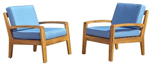 Outdoor Club Chair in Teak Finish - Set of 2