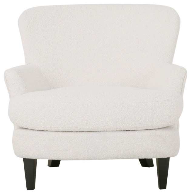 Gerald Boucle Upholstered Club Chair, Almond/Matte Black