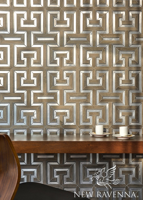 Theseus Mosaic Backsplash contemporary-home-bar