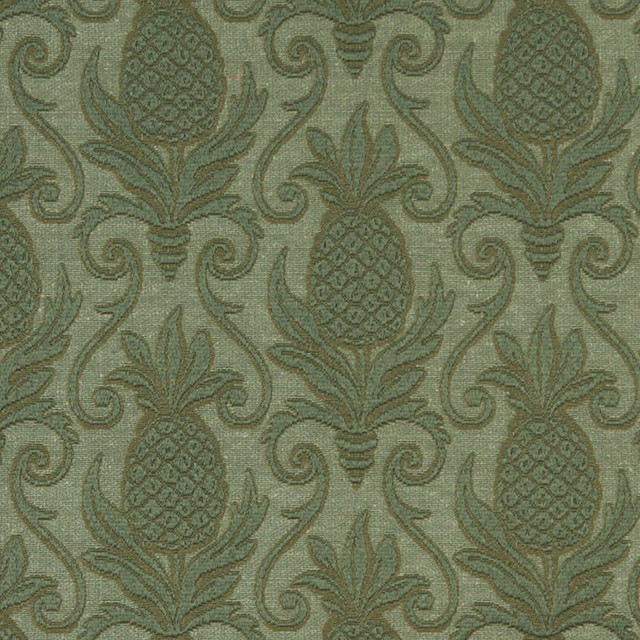 Green Pineapples Woven Matelasse Upholstery Grade Fabric By The Yard