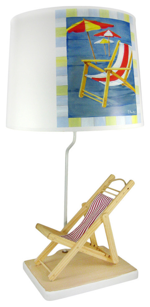 Beach Chair Table Lamp With Printed Shade