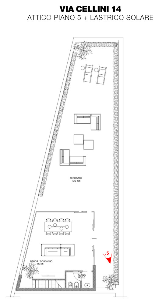 Progettazione Interni Attico 165 mq + lastrico solare 150 mq Milano