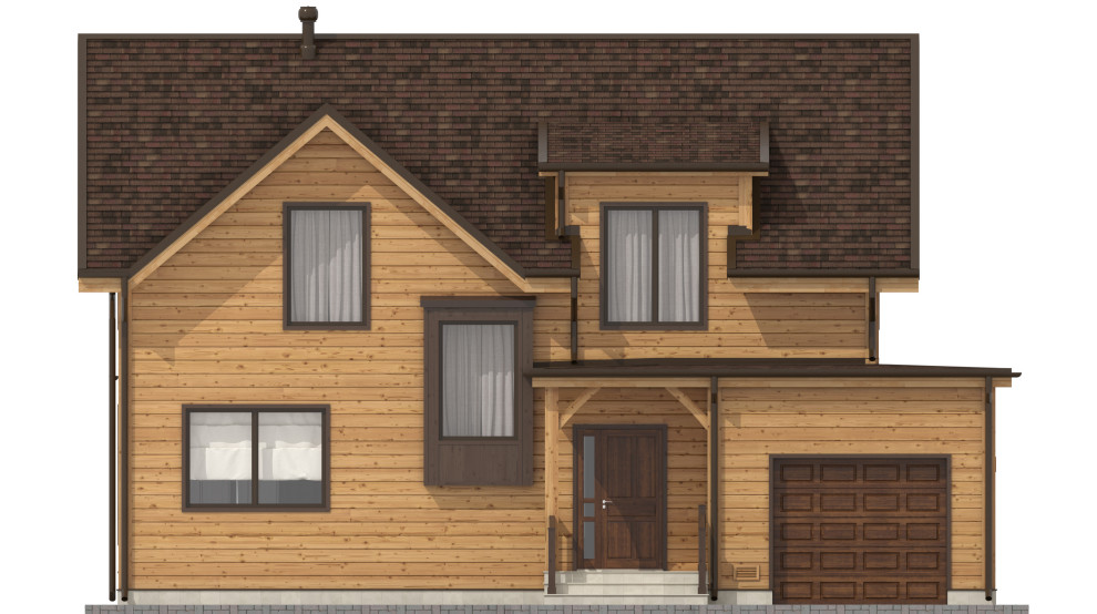 Деревянный дом с гаражом