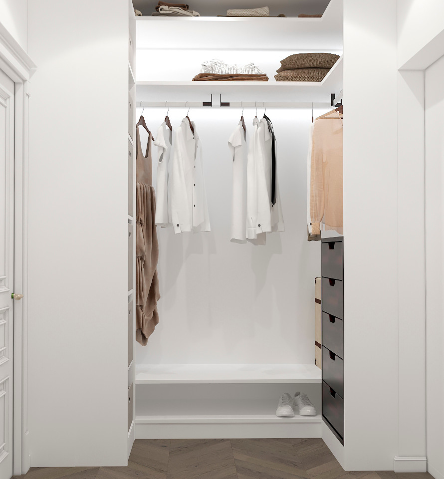 Интерьер спальни и гардеробной в з.п. Бавария от Унистрой