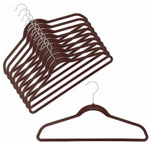 Slim-Line Chocolate Brown Shirt or Pant Hanger, Set of 20