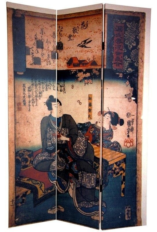 84-Inch Eudes Room Divider Japanese Shoji Floor Screen Rosewood 6 Panel Oriental Furniture Extra Tall 7 Feet